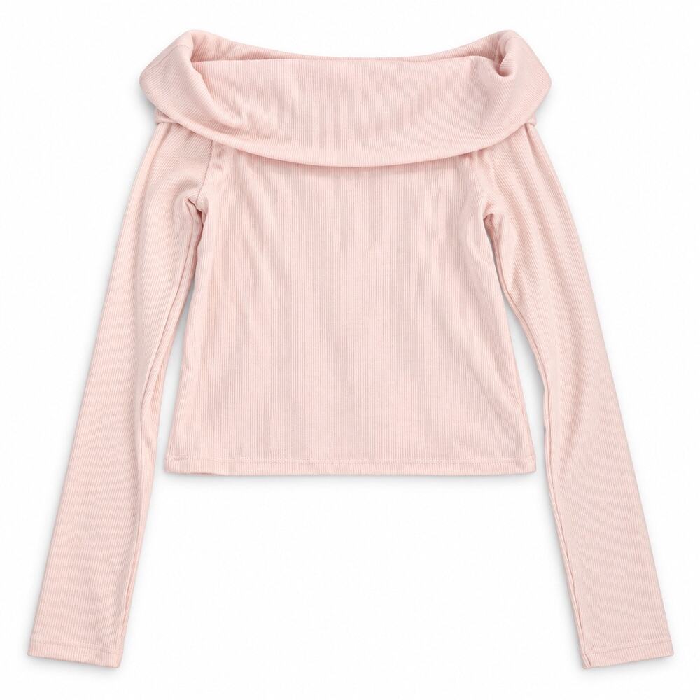 Art Class Girls Off the Shoulder Light Rose Pink Ribbed Sweater Size M (8) NWT